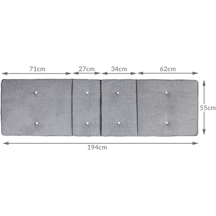 Подушка Лежак Бавовна Садовий шезлонг Погодостійка дихаюча подушка Подушка Подушка Подушка Садова подушка 195см Сірий Борошно Сірий Верес