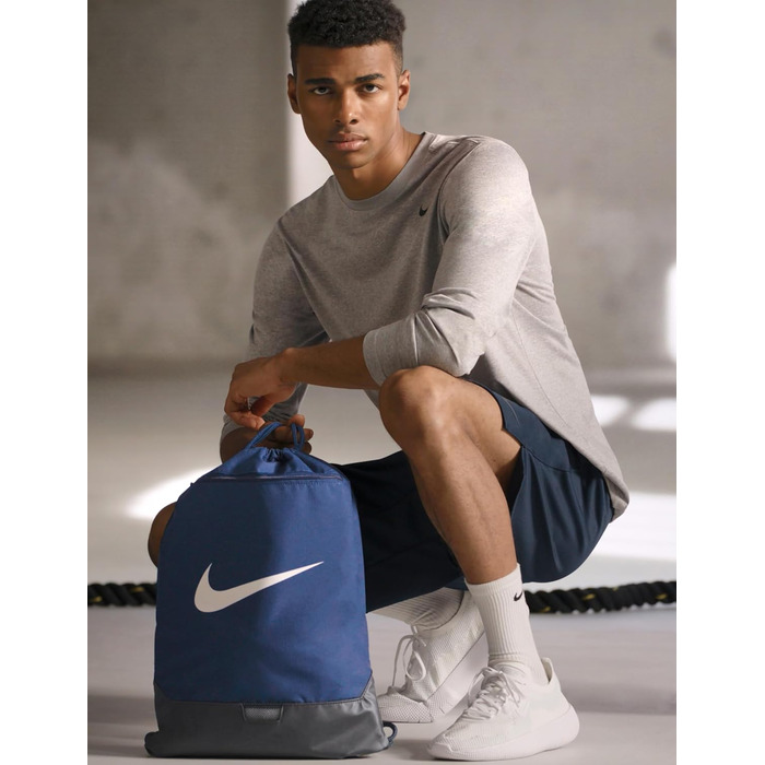 Тренувальна сумка Nike Brasilia 9.5 (18 л), DM3978, темно-синій/чорний/білий, один розмір