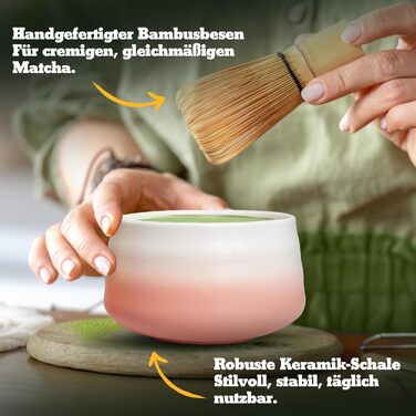 Преміум набір для матча з кераміки традиційний набір для чаю матча з вінчиком (часен), чашею (тяван), ситечком та підставкою для вінчика набір для приготування матча аксесуари для матча без порошку рожевий вінчик (часен)