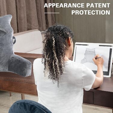 Подушка для читання SLIGUY, надзвичайно велика, 31 дюйм, подушка для відпочинку на ліжку зі знімним валиком для шиї та підлокітниками для сидіння в ліжку або на дивані, спинка для дорослих, подушка для читання, перегляду телевізора, темно-сіра, дуже велик