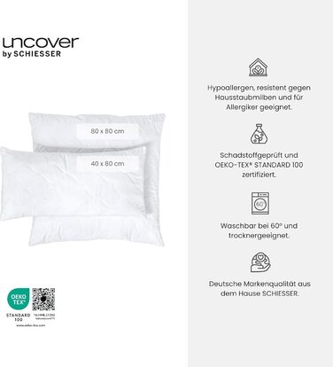 Подушка Uncover by Schiesser Chelsea - 40 x 80 см - Біла