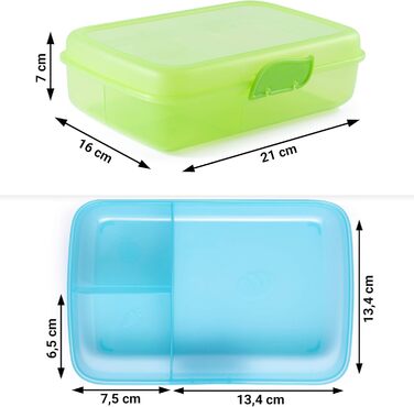 Ланчбокси 2Friends, набір з 2 шт., контейнери з гвинтовими кришками, з 3 перегородками та защіпками, без BPA та фталатів