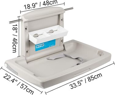 Складаний пеленальний столик/станція для сповивання немовлят VEVOR 85 x 57 x 47 см, HDPE, для бізнесу та приватного використання