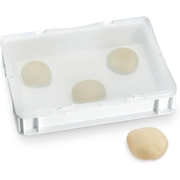 Коробка для тіста для піци 30408,5 см Коробка для тіста з харчового пластику з повітропроникною кришкою на петлях Штабелювана коробка для розстойки тіста для піци Зроблено в Німеччині 1 коробка 1 кришка