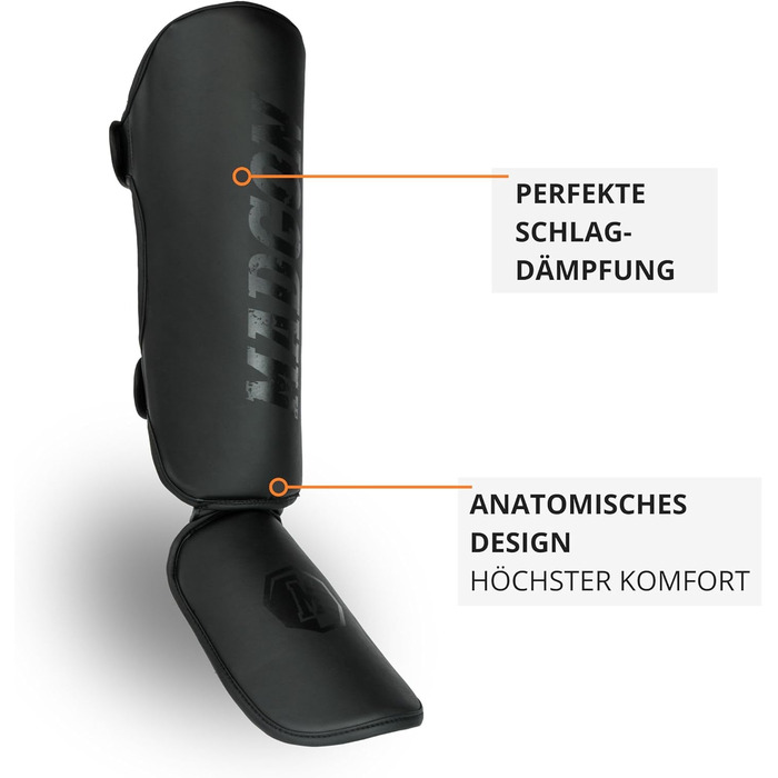 Щитки для гомілок MADGON з ідеальною посадкою та товстою підкладкою - Захист гомілок для бойових мистецтв, MMA, кікбоксингу, муай-тай Чорний/Чорний M