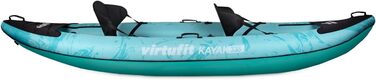 Надувний каяк VirtuFit 335 2 особи опція 3-го місця вкл. 2 сидіння для каяка, сумку для перенесення та 2 ласти для моря, річки та озера стабільна конструкція 335 см бірюзовий