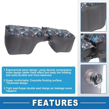 Автомобільний матрац, килимок для сну, надувний матрац для дрімоти, сірий