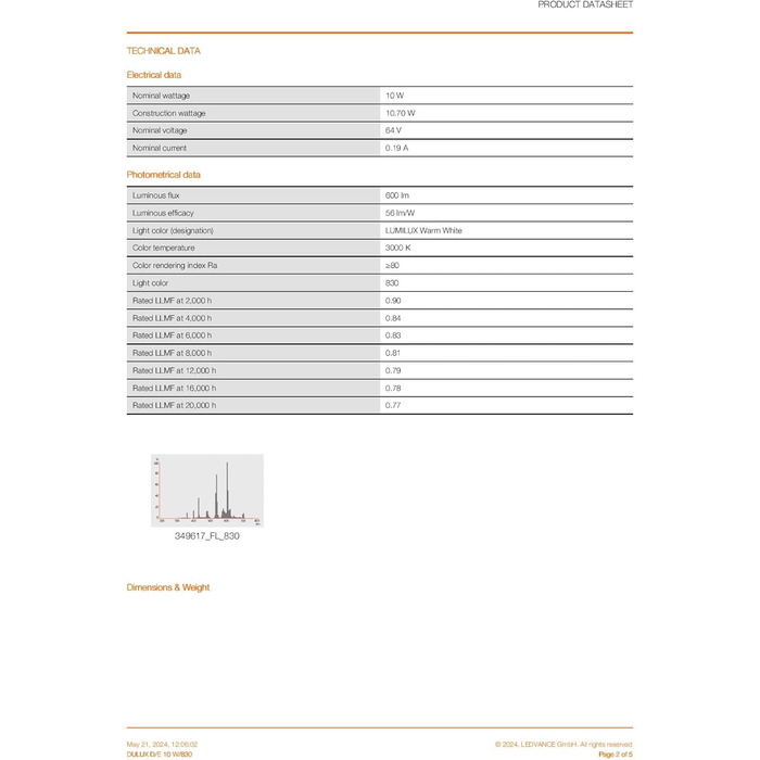 Компактна люмінесцентна лампа OSRAM DULUX DE, 10 Watt, G24q1 EEK A