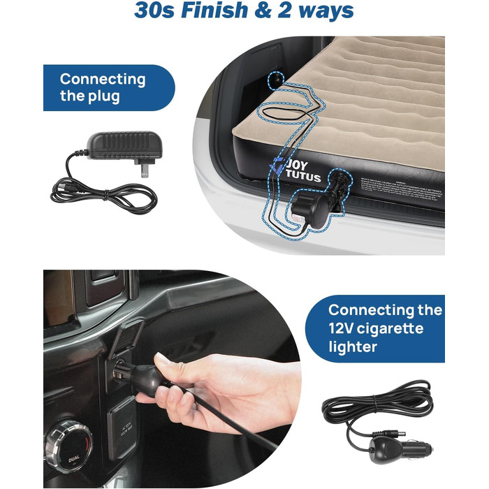 Автомобільний матрац JOYTUTUS, самонадувальний надувний матрац для позашляховиків, універсальне автомобільне ліжко з 2 повітряними подушками для багажника, подорожей/кемпінгу/дому/на природі вбудований повітряний насос