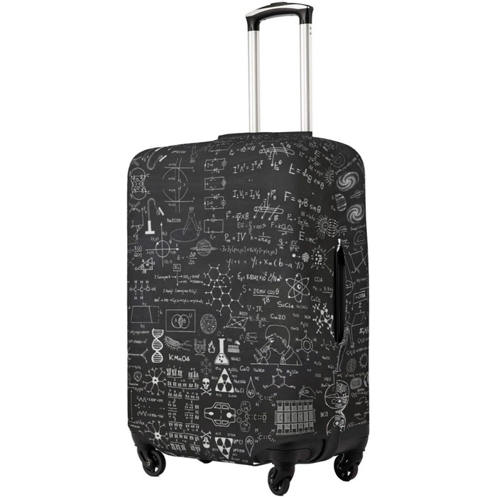 Чохол для валізи BAFAFA з науковим крейдяним принтом, еластичний захист від подряпин та пилу, чорний, розмір 80