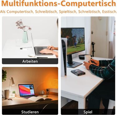 Комп&39ютерний стіл, письмовий стіл 120 x 74 x 60 см, стіл для ПК, офісний стіл в індустріальному стилі, металевий каркас (білий/білий) Білий/білий