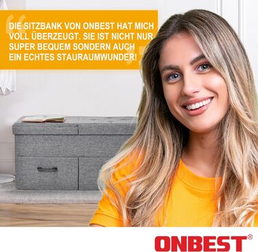 Лавка для зберігання речей - з практичним місцем для зберігання речей - кришка на петлях та шухляди - коробка для зберігання сірого кольору - м&39яка - ідеальні меблі для вітальні, коридору тощо (2 шухляди)