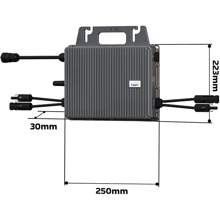 Балконна електростанція SUNNIVA 1840 Вт ДВОХФАЗІАЛЬНА, ПОВНОГО ЧОРНОГО кольору, в комплекті з розеткою, інвертор TSUN 800 Вт, фотоелектрична сонячна система, 4 сонячні модулі зі скла по 460 Вт, включаючи кабель 5 м, Bluetooth WIFI, повний комплект