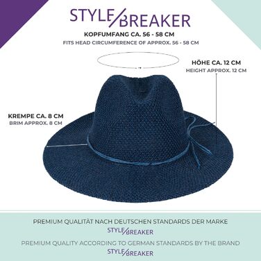 Жіноча панама-капелюх від сонця з тонкою стрічкою, солом&39яний капелюх, капелюх-флоппі, літній капелюх, капелюх-федора styleBREAKER, один розмір, білий