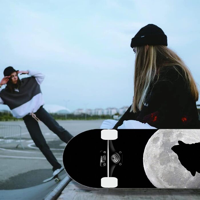 Скейтборд Alihoc 31" Standard Skateboard – Night Wolf Head для дітей, підлітків, дорослих, початківців та професіоналів, з максимальним навантаженням 150 кг. Голова Нічного Вовка