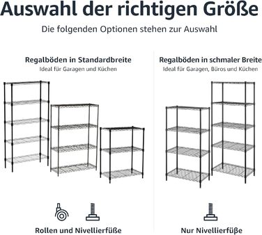 Вузька шафа для зберігання Storeo Basics з 5 полицями, регульованими по висоті полицями та ніжками, чорна, 60,1 x 35,6 x 152,4 см, без коліс Чорна 5 полиць 60,1 x 35,6 x 152,4 см Без коліс