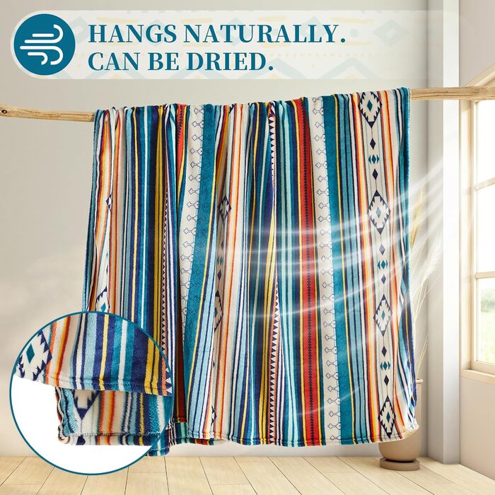 М&39яка ковдра Qucover 150x200, плед у стилі бохо з різнокольоровими смужками, м&39який, теплий вовняний плед, пухнастий плед для дивана для подорожей, кемпінгу та використання на свіжому повітрі. Висока щільність тканини 260 г/м, 150x200 см