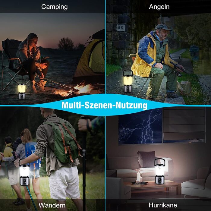 Акумуляторний кемпінговий ліхтар кемпінговий ліхтар USB-C ємністю 10400 мАг з червоним світлом та РК-екраном, алюмінієвий корпус, кемпінговий ліхтар, водонепроникний кемпінговий ліхтар IPX5 для походів, риболовлі, надзвичайних ситуацій, сірий