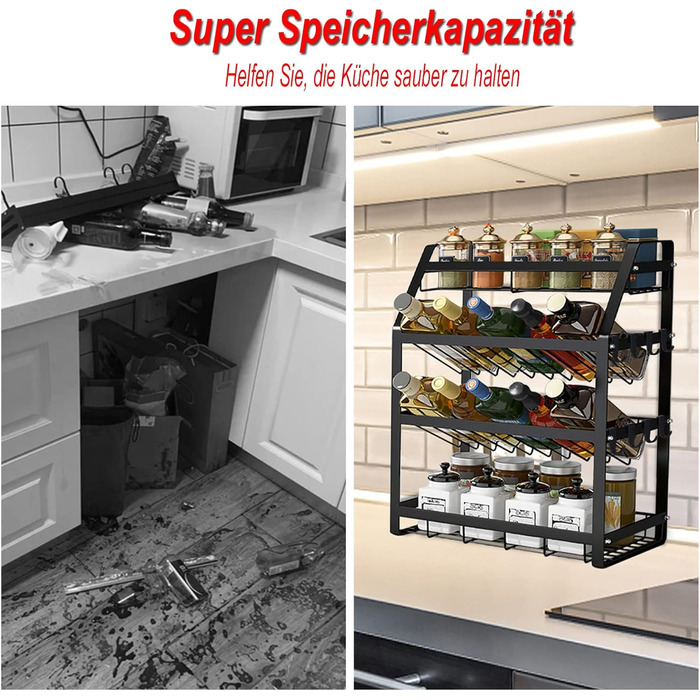 Рівнева підставка для спецій з нержавіючої сталі, органайзер, система зберігання спецій, кухонний тримач для спецій, нахил 45, кухонна полиця для пляшечок зі спеціями, банок, пляшечок з олією, 53x35x20 см, тип A, 4-