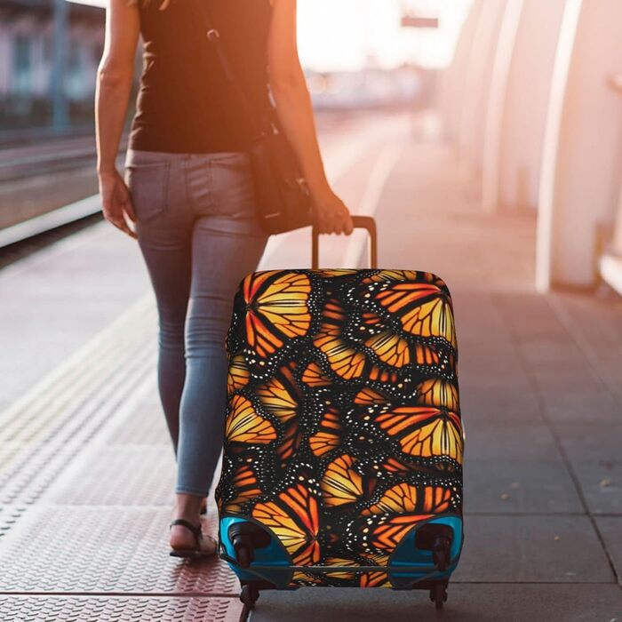 Чохол на валізу Метелики Монарх - еластичний, захисний, миється, антиподряпний, для дітей та дорослих (45.7-53.3 см)