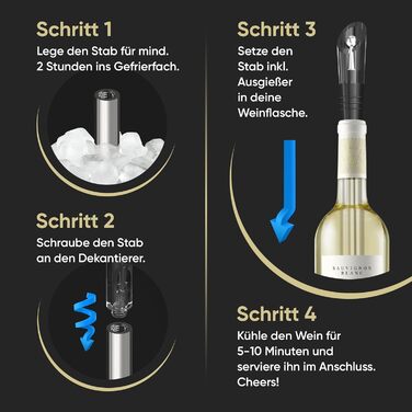 Штанга для охолодження вина Brilamo I Охолоджувач для вина з нержавіючої сталі I Набір з 5 предметів 2 шт. анги з оксамитовим міше