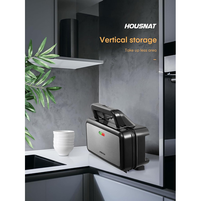 Сендвіч-машина HOUSNAT 3 в 1 - вафельниця, контактний гриль, сендвіч-машина - 1200 Вт з 5-швидкісним регулюванням температури - для бельгійських вафель - Антипригарне покриття - ідеально підходить для сніданку, кемпінгу та багато іншого Чорний