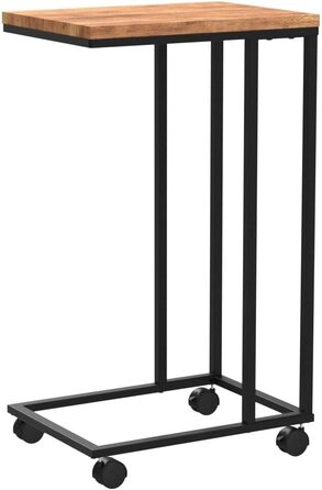 Дерев&39яний журнальний столик Casaria, чорний, вантажопідйомність 40 кг, висота 70 см, 50x35 см, маленький столик на колесах, журнальний столик для ноутбука, С-подібна тумбочка для вітальні, металевий каркас, чорний/коричневий