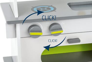 Маленька дитяча кухня Компакт з дерева, з духовкою, ручками, каструлею, сковорідкою та кухонним помічником, від 3 років, 11158, 36