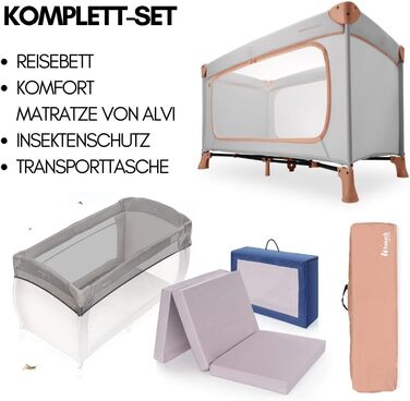 Комплект дитячого дорожнього ліжечка Hauck Dream n Play Plus з матрацом і москітною сіткою - складне дитяче дорожнє ліжечко з сумк