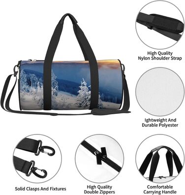 Спортивна сумка для подорожей Захід сонця, зимова, гірська, з принтом, дорожня сумка на ніч, чорна, універсальний розмір