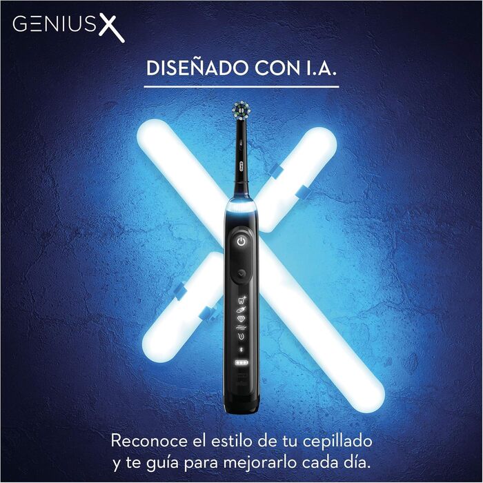 Електрична зубна щітка Oral-B Genius X, 6 режимів чищення зубів для догляду за зубами, додаток зі штучним інтелектом і Bluetooth, розроблений Braun, зарядний дорожній кейс, чорний Oral-B Genius X Black