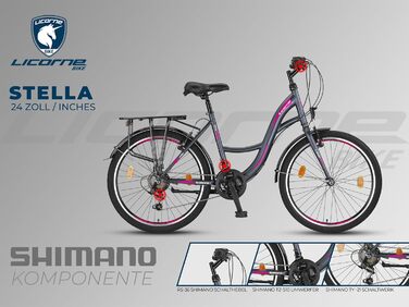 Велосипед Licorne Bike Stella Premium City Bike розміром 20&quot, 24&quot, 26&quot, 28 дюймів для дівчаток, хлопчиків, чоловіків та жінок. 21 швидкість (6 швидкостей для 20 дюймів). Голландський велосипед. Міський велосипед. Антрацит, 24 дюйми.