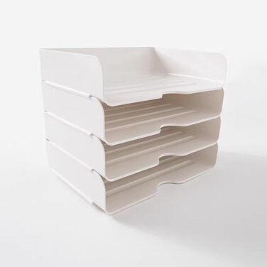 Рівневий лоток для документів формату А4, пластиковий органайзер для документів, настільний органайзер та місце для зберігання документів, паперу, книг, журналів, офісного приладдя (4 шт., білі) Білі 4 шт. и (упаковка 1), 4-