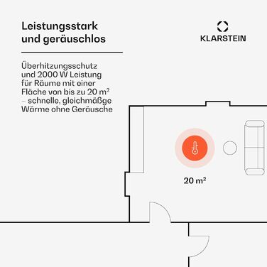 Електричний обігрівач Klarstein, конвекторний обігрівач, окремостоячий або настінний, енергозберігаючий, датчик відкритого вікна, електричний радіатор з термостатом, 2000 Вт, чорний