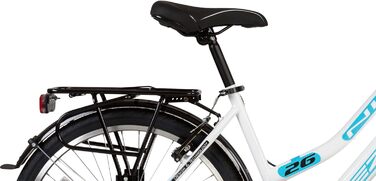 Дюймовий велосипед для дівчат та жінок - міський велосипед з 21-швидкісним поворотним перемикачем, висота рами приблизно 47 см, біло-бірюзовий -052, 26-