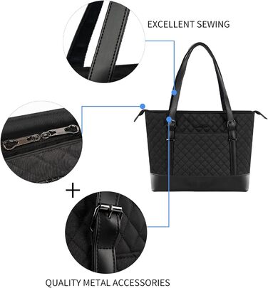 Сумка для ноутбука жіноча чорна елегантна сумка для ноутбука 15.6 дюймів велика легка сумка для бізнесу/школи/подорожей - MEHRWEG