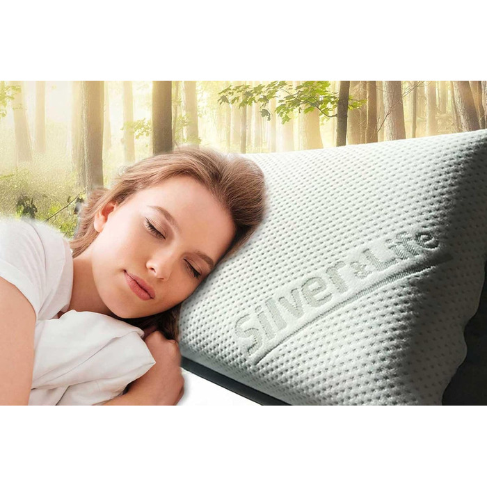 Ортопедична подушка для шиї Silver Neck - в&39язкопружна подушка, подушка з піни з ефектом пам&39яті з чохлом Silver & Life - 70x34 см - висота 13 см 70 x 34 см, висота 13 см
