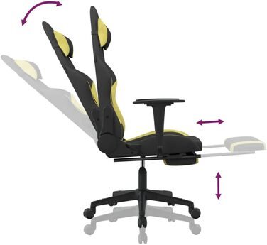 Геймерське крісло з підставкою для ніг, чорна та світло-зелена тканина