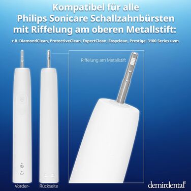 Міні-насадки demirdental підходять для змінних щіток Philips Sonicare, середніх, маленьких насадок для точного очищення, білі, HX6028, 8 шт.