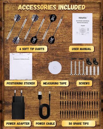 Електронна мішень для дартсу, декоративна шафа для електронної міші для дартсу 6 бронзових дротиків з м&39якими наконечниками, індивідуальне підсвічування для кожного гравця, професійна електронна мішень для дартсу з дерев&39яними дверцятами шафи, дизайн 