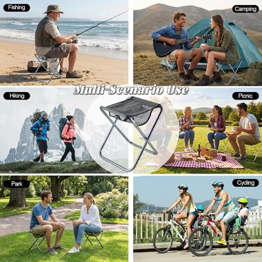 Невеликий портативний складний стілець, міні-стільці для кемпінгу на відкритому повітрі, складний кемпінговий стілець, легкий для кемпінгу, риболовлі, пікніків, подорожей та походів, 13x14,2x15,7 дюймів, сріблястий