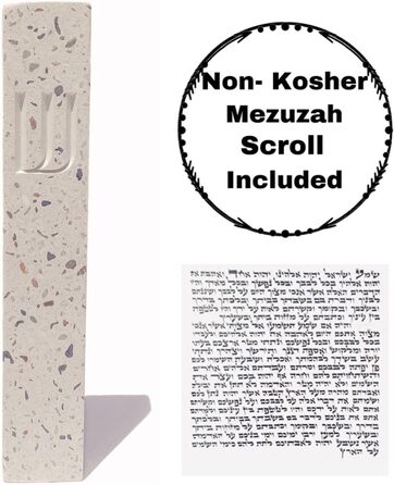 Сучасний захисний чохол для Mezuzah A&S, дизайн Mezuzah, для захисту від прокручування, легке зняття та приклеювання, подарунок на новосілля та домашнє благословення (терраццо бежевий, 7 дюймів)