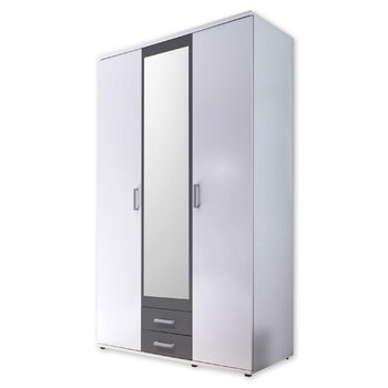 Шафа з дзеркальними дверима білого та графітового кольору - Універсальна 3-дверна шафа для вашої спальні - 120 x 196 x 54 см (Ш/В/Г) Білий / Графітовий 3-дверний