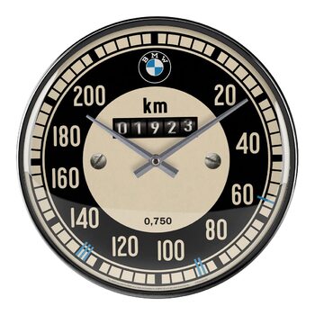 Ретро-настінний годинник Nostalgic-Art, Ø 31 см, BMW Тахометр (чорний, сріблястий, синій)