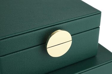 Шкатулки для ювелірних виробів HofferRuffer зі штучної шкіри, декоративні шкатулки, шкатулки для зберігання, органайзери для аксесуарів із золотистою фурнітурою, класична веганська шкіра, набір з 2 шт. (зелений)