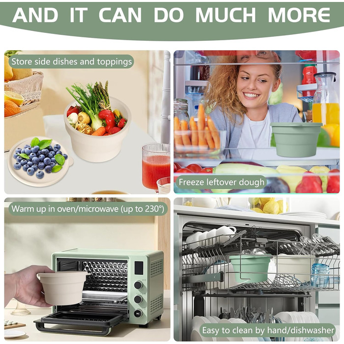 Контейнер для розстойки тіста для піци з кришкою, набір з 4 шт. , компактний контейнер для розстойки тіста для піци - антипригарний силіконовий контейнер для тіста для піци - контейнер для піци, контейнер для розстойки та контейнер для тіста - можна викор