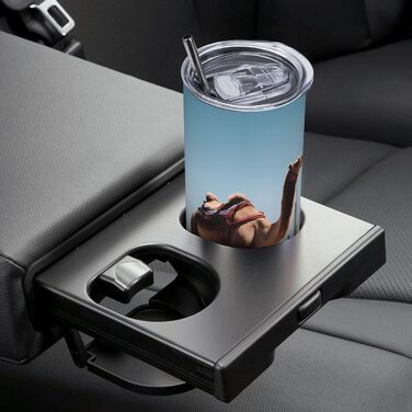 Кухоль з прямою трубочкою, 590 мл, пустельний мотив, милий верблюд, принт, дорожній кухоль, підходить для кемпінгу, офісу та дому