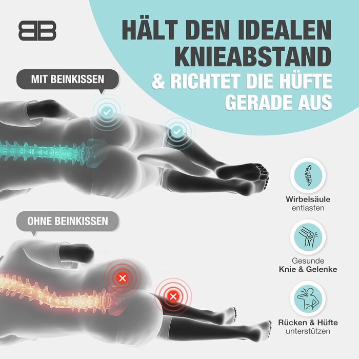 Подушка для колін BACK BODYGUARD для сну на боці - Подушка для ніг - Подушка для сну на боці з чохлом - Позиціонуюча подушка для дорослих - Подушка для ніг - Подушка для колін для сну на боці - Наколінний валик (Подушка сірий чохол)