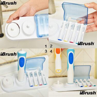 Тримач зубної щітки ibrush Електрична зубна щітка, сумісна з насадками Oral-B Sensitive - Тримач головки щітки - Зарядна станція Oral-B для 2 зубних щіток - Тримач Oral-B
