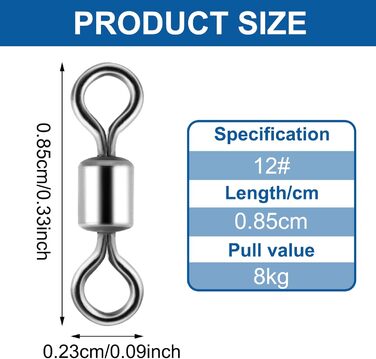 Риболовля, рибальські вертлюги з суцільними кільцями Стовбурні вертлюги Рибальські вертлюги Поворотні застібки Snap Micro Snapps для риболовлі нахлистом Аксесуари для риболовлі Поворотні пристрої для риболовлі Рибальські набори, 100PCS Snap Snapps